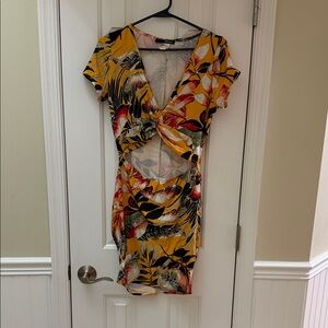 Vibrant Floral Cut-Out Mini Dress